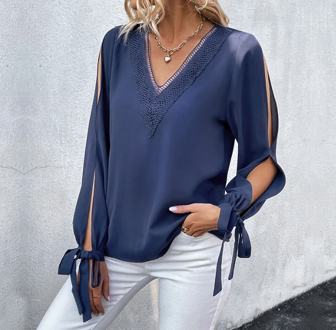 Women's long sleeved top with hollowed out straps lining for 2025 autumn and winter new fashionable casual women's clothing - Image 3